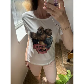 Body BudesIN Bílé tričko Super Mom Velikost: M