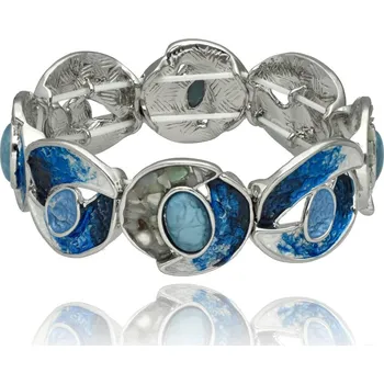 Náramek Yvon Umělecký náramek OCEAN EYES s ručně smaltovanými modrými detaily