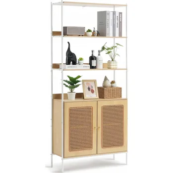 Knihovna Regál na knihy 76,4x30x174,7 cm ratanový, přírodní barva, na dokumenty