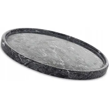 KULATÝ MARMOROVÝ PODNOS 25cm ČERNÝ ŠEDÝ MARMOR ŽULA