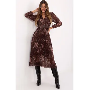 Dámské šaty ItModa Květované šaty Valena hnědé Velikost: UNI