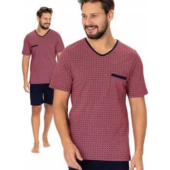 Pánské pyžamo Hotberg CARL - bordó pánské pohodlné pyžamo krátké M