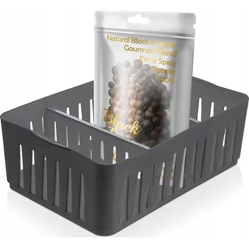 Úložný box ORGANIZÉR NA KOŘENÍ DO ZÁSUVKY, ŠEDÝ ÚLOŽNÝ BOX S PŘIHRÁDKAMI