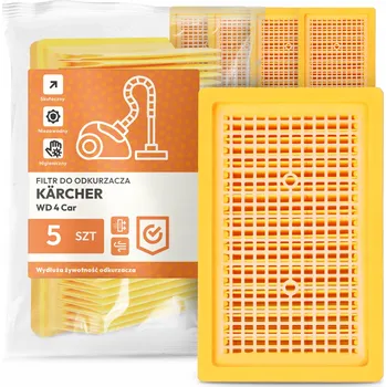 Filtr do vysavače 5x FILTR do VYSAVAČE Kärcher WD 4 Car Vzduchový Skládaný Plochý FILTR EM-W
