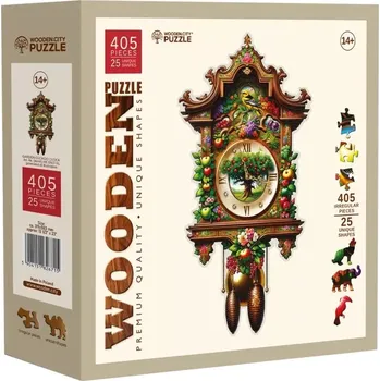 Puzzle WOODEN CITY Dřevěné Hodiny kukačky 405 dílků