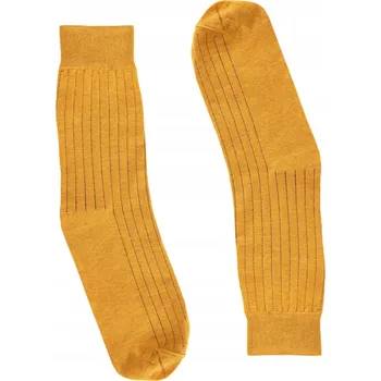Pánská móda Ponožky klasické hořčicové s proužky velikost 42-46