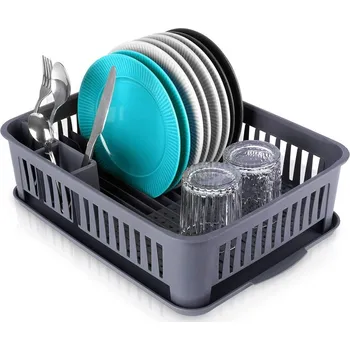 Odkapávač na nádobí ODKAPÁVAČ NA NÁDOBÍ, TALÍŘE A PŘÍBORY, VELKÝ 43,5X32X12CM, ŠEDÝ
