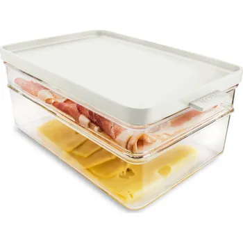 Dóza na potraviny MEPAL Omnia 1,7 l bílá – dvojúrovňová, plastová dóza na uzeniny a sýr