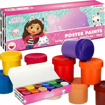 Vodová barva PLAKÁTOVÉ BARVY 12 barev 20 ml Gábinin Kouzelný Domek Gabby's Dollhouse STARPAK