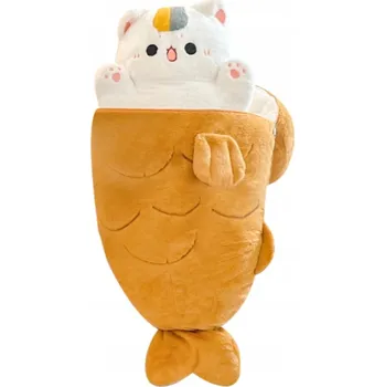 plyšák MEGA HIT! KOČKA V RYBĚ – PLYŠOVÁ HRAČKA 2v1 MĚKKÝ PLYŠÁK 50 CM !!!