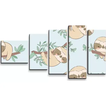 Obraz Sablio Obraz - 5-dílný Lenochodi na větvi - 100x60 cm