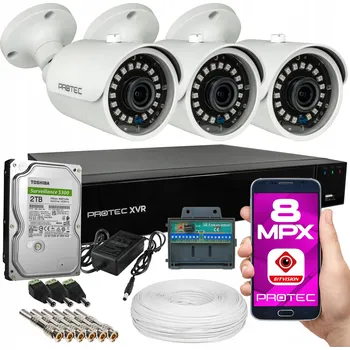 Bezpečnostní kamera Monitorovací sada 3 trubicové KAMERY 4K 8MPX BÍLÉ UHD VENKOVNÍ 2TB