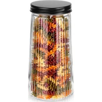 Dóza na potraviny SKLENĚNÁ NÁDOBA NA SYPKÉ POTRAVINY ZAVAŘOVACÍ SKLENICE S DŘEVĚNÝM VÍKEM 1,4L