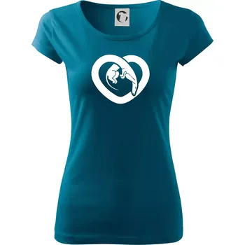 Dámské tričko Jezevčík srdce - plný - Dámské triko Pure - L ( Petrolejová )