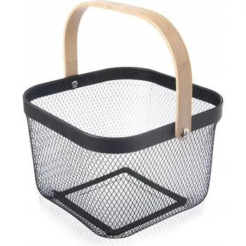 Úložný box KOŠÍK NA OVOCE A ZELENINU, KOVOVÝ ČERNÝ KOŠÍK DO KUCHYNĚ PRO SKLADOVÁNÍ