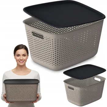 Úložný box PLASTOVÁ AŽUROVÁ NÁDOBA KRABIČKA PLASTOVÁ UZAVÍRATELNÁ S VÍKEM BOX 17 L