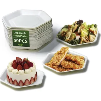 Jednorázové nádobí Talíře na jedno použití čtvercové z cukrové třtiny pevné EKO 11,6 cm 50 Ks