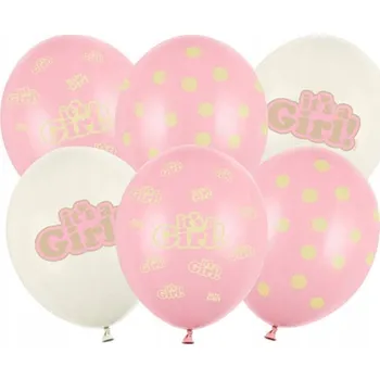 Balónek Balónky na Baby Shower - Holčička, mix s puntíky 6 Ks