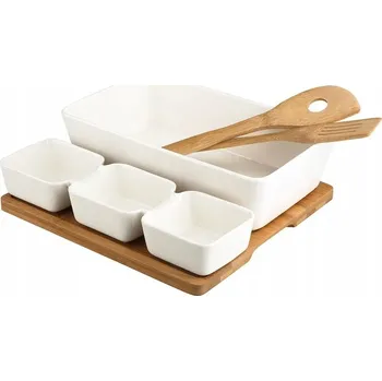 Salátová Mísa s porcelánovými miskami na bambusové desce Altom Design Regular