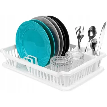 Odkapávač na nádobí ODKAPÁVAČ NA NÁDOBÍ JEDNOPATROVÝ S ODKAPÁVACÍ MISKOU NA PŘÍBORY BÍLÝ