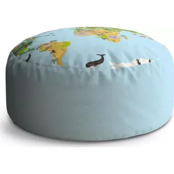 Taburet Sablio Taburet Circle Zvířecí mapa světa: 38x48 cm