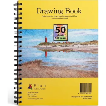 Kancelářský papír Skicovací blok Elan A4, 50 listů, hladký papír o gramáži 200 g/m2