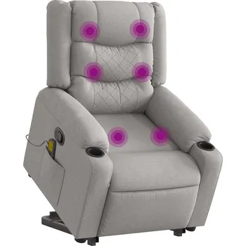 Křeslo zahrada-XL Zvedací masážní polohovací křeslo obláčkově šedé textil 3310274