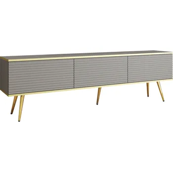 Televizní stolek Moderní TV stolek na nožkách s dvířky do obývacího pokoje Oro - Meble Piaski U12115 Šedá platinová Pfleiderer 175x30 cm