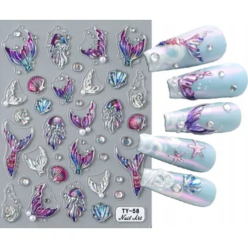 samolepka Samolepky 5D ozdoby na nehty samolepící léto prázdniny ryby S78