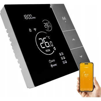 Termostat Pokojový termostat WiFi TUYA Smart Life s čidlem teploty, černý