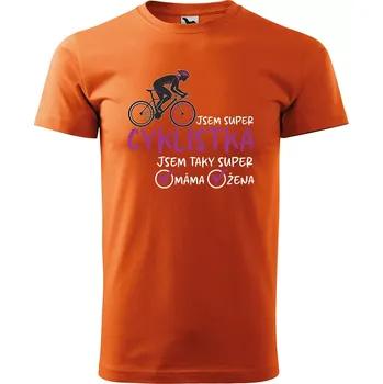 Pánské tričko Sablio Tričko s potiskem Jsem super cyklistka - oranžové 2XL