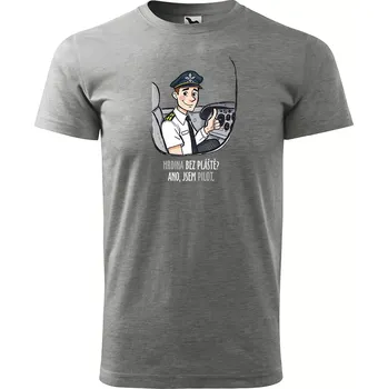 Pánské oblečení Sablio Tričko s potiskem pro pilota Hrdina bez pláště? Ano, jsem pilot - šedé XL