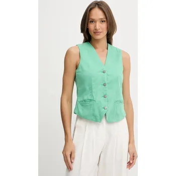 Dámská vesta Vesta United Colors of Benetton zelená barva, jednořadá, 2LEDDJ00G 76X, vel. S