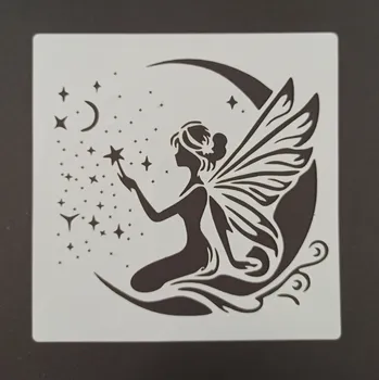 Šablona plastová pro kreativní tvoření - 15,2 x 15,2 - víla č.2