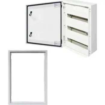 Rozvaděč Kovová skříň SEZ T-BOX 54/3/18 s přídavným rámem pro instalaci pod omítku, 18 modulů - 3 řady, IP 65 (SEZ T-BOX 54/3/18 + rám)