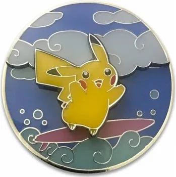 Karetní hra Pokémon TCG Odznáček s létajícím a surfujícím Pikachu