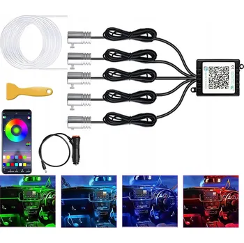 Osvětlení interiéru vozidel RGB LED auto osvětlení 6M optické vlákno - Osvětlení interiéru auta