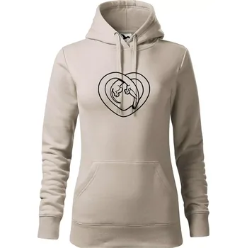 Dámská mikina Jezevčík srdce - obrys - Mikina dámská Cape s kapucí - XL ( Ledově šedá )