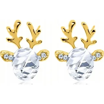 Náušnice ZLATÉ SOBIÍ NÁUŠNICE VÁNOČNÍ PĚTKY STŘÍBRO