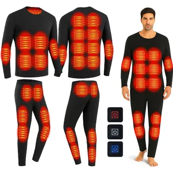 Vyhřívané termoaktivní prádlo USB sada triko + kalhoty L (G002) černá L