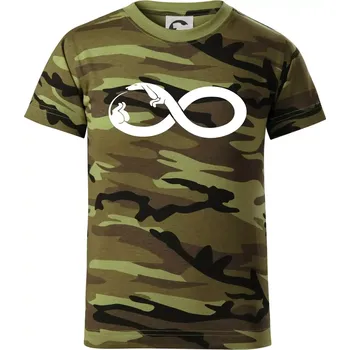 Jezevčík nekonečno - Dětské maskáčové triko - 134 cm/8 let ( Zelený maskáč )