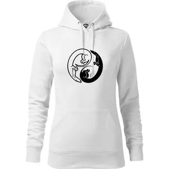 Dámská mikina Jezevčíci - Jin jang - Mikina dámská Cape s kapucí - XS ( Bílá )