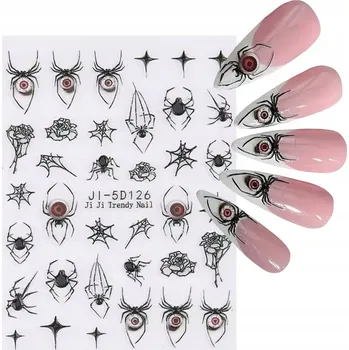 samolepka Samolepky 5D ozdoby na nehty samolepící Halloween pavouci S118