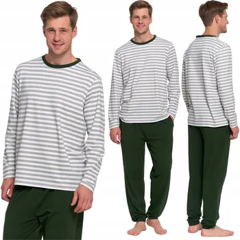 Pánské pyžamo Pánské bavlněné pyžamo s proužky, dvoudílné, s dlouhým rukávem MORAJ M