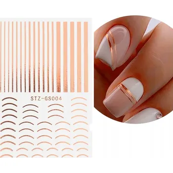 samolepka Samolepky na nehty Pásky na francouzské 3D ozdoby Růžové zlato S83