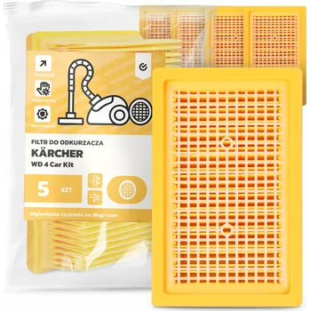 Filtr do vysavače 5x FILTR do VYSAVAČE Kärcher WD 4 Car Kit Vzduchový Skládaný FILTRY EM-W