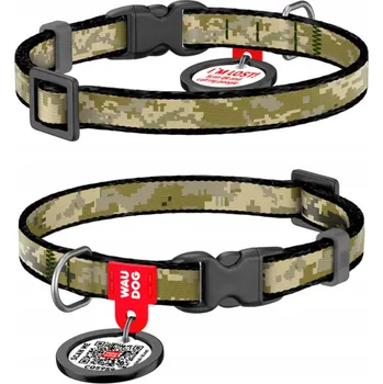 Obojek pro psa WAUDOG Nylonový obojek pro kočky s QR přívěskem 20-30 cm Military