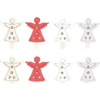 Vánoční dekorace Kolíček vánoční - anděl 4,5cm, 8ks