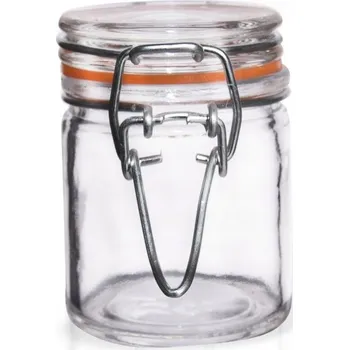 Zavařovací sklenice SKLENĚNÁ ZAVAŘOVACÍ SKLENICE 50ML PATENTOVÁ S KLIPEM PRO SKLADOVÁNÍ KOŘENÍ MALÁ