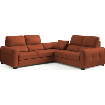 Sedací souprava Pravý rohový gauč Leonardo s funkcí spaní, nízkým rohovým prvkem a dvojitým elektrickým relaxem - Bydgoskie Meble i 174 cognac, Wenge 255x98 cm